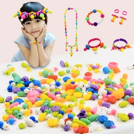 Pop-Arty Beads Snap-Together for Kid Jewelry Fashion Kit DIY Necklace and Bracelet Crafts Birthday Toy Gifts Kids Beads