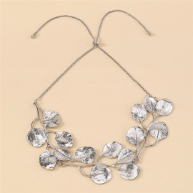 Exaggerated Leaf Pendant Choker Necklace for Women Vintage Adjustable Box Chain Collares Grunge Jewelry Steampunk Men