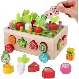 Baby Carrot Harvest Game Wooden Toy Sorters For Children 1 2 3 Year Matching Puzzle Stacking Blocks Toy Montessori Education Toy